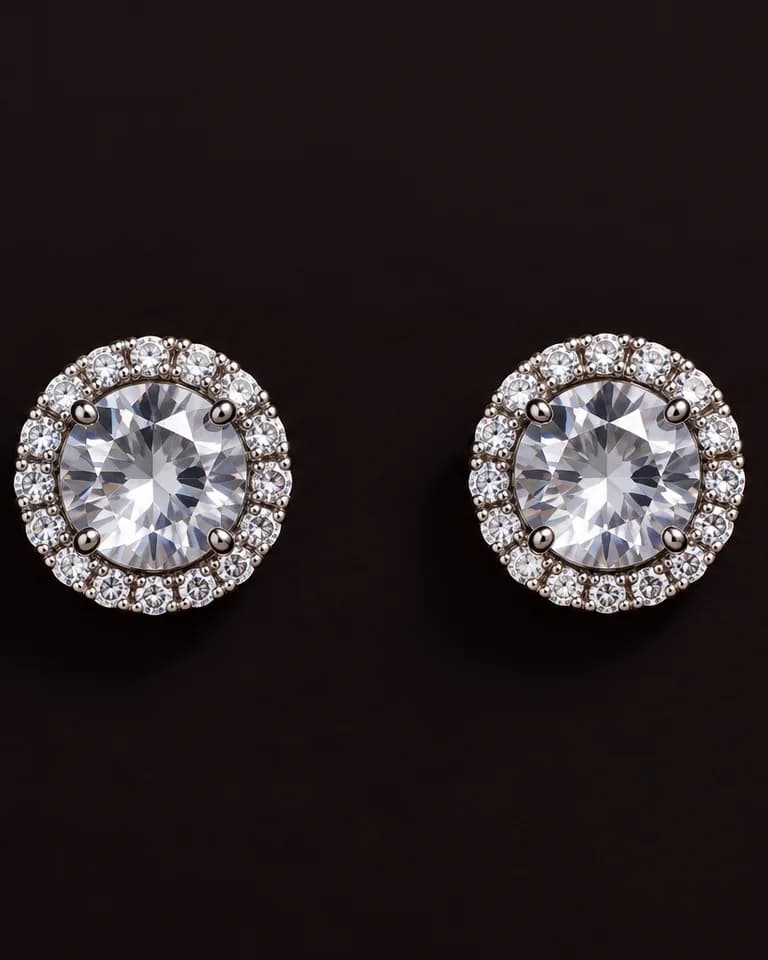 Brinco minimalista com strass e zirconia