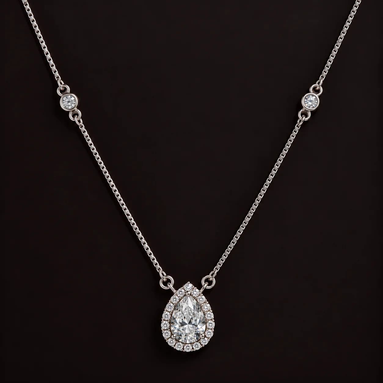colar gota com zirgonia e strass