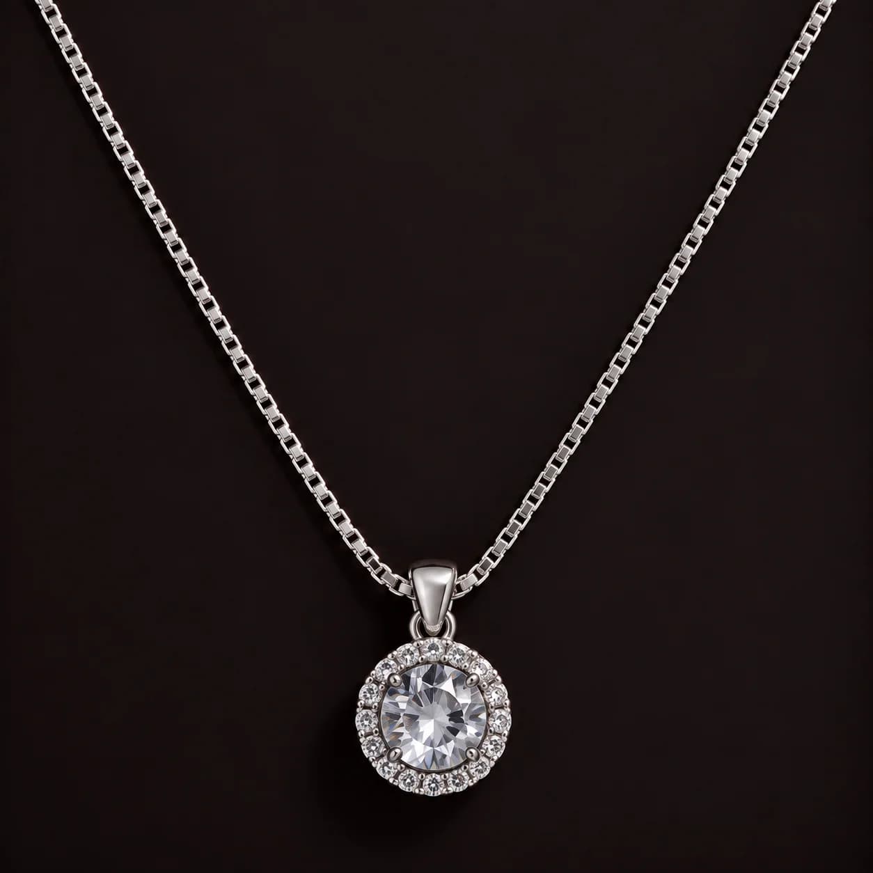 Colar minimalista banhado a ródio branco com strass e zirconia