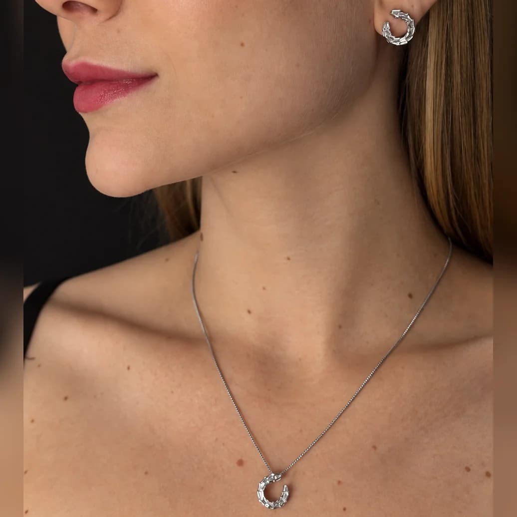 conjunto arc na modelo banhado a ródio branco com zirconia e strass